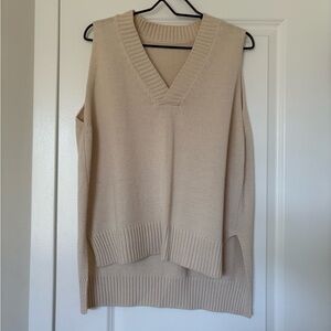 Sleeveless Beige Knit Sweater